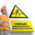 Tablica PVC 20x30 cm UWAGA NIEBEZPIECZEŃSTWO UPADKU PRZEZ PODŁOGĘ Tablica PVC 20x30 cm UWAGA NIEBEZPIECZEŃSTWO UPADKU PRZEZ PODŁOGĘ