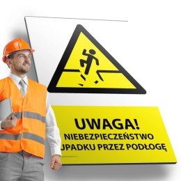 Tablica PVC 20x30 cm UWAGA NIEBEZPIECZEŃSTWO UPADKU PRZEZ PODŁOGĘ