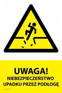 Tablica PVC 20x30 cm UWAGA NIEBEZPIECZEŃSTWO UPADKU PRZEZ PODŁOGĘ