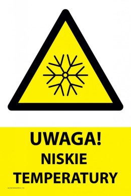 Tablica PVC 20x30 cm UWAGA NISKIE TEMPERATURY