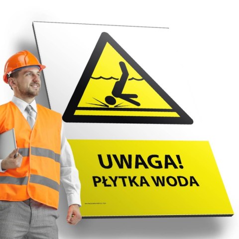 Tablica PVC 20x30 cm UWAGA PŁYTKA WODA Tablica PVC 20x30 cm UWAGA PŁYTKA WODA