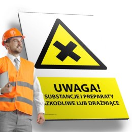Tablica PVC 20x30 cm UWAGA SUBSTANCJE I PREPARATY SZKODLIWE LUB DRAŻNIACE