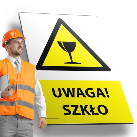 Tablica PVC 20x30 cm UWAGA SZKŁO Tablica PVC 20x30 cm UWAGA SZKŁO