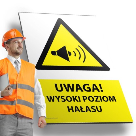 Tablica PVC 20x30 cm UWAGA WYSOKI POZIOM HAŁASU Tablica PVC 20x30 cm UWAGA WYSOKI POZIOM HAŁASU