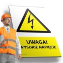 Tablica PVC 20x30 cm UWAGA WYSOKIE NAPIĘCIE