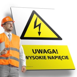Tablica PVC 20x30 cm UWAGA WYSOKIE NAPIĘCIE