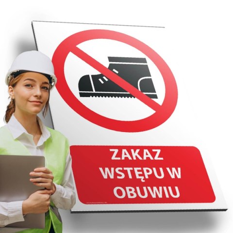 Tablica PVC 20x30 cm ZAKAZ WSTĘPU W OBUWIU Tablica PVC 20x30 cm ZAKAZ WSTĘPU W OBUWIU