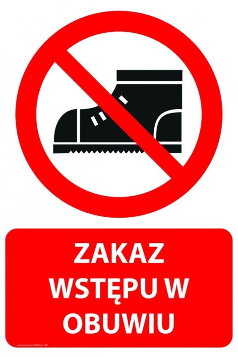 Tablica PVC 20x30 cm ZAKAZ WSTĘPU W OBUWIU Tablica PVC 20x30 cm ZAKAZ WSTĘPU W OBUWIU