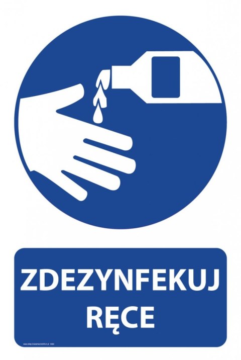 Tablica PVC 20x30 cm ZDEZYNFEKUJ RĘCE Tablica PVC 20x30 cm ZDEZYNFEKUJ RĘCE