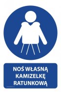 Tablica PVC 20x30cm NOŚ WŁASNĄ KAMIZELKĘ RATUNKOWĄ