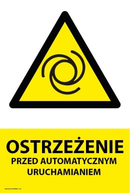 Tablica PVC 20x30cm OSTRZEŻENIE PRZED AUTOMATYCZNYM URUCHOMIENIEM