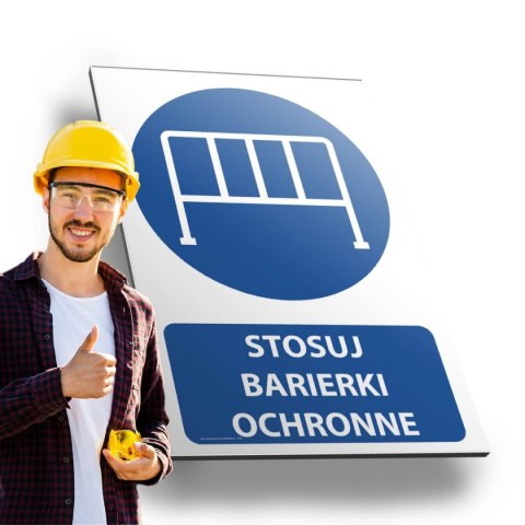 Tablica PVC 20x30cm STOSUJ BARIERKI OCHRONNE Tablica PVC 20x30cm STOSUJ BARIERKI OCHRONNE
