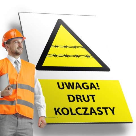 Tablica PVC 20x30cm UWAGA DRUT KOLCZASTY Tablica PVC 20x30cm UWAGA DRUT KOLCZASTY
