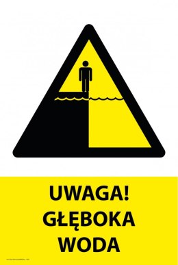 Tablica PVC 20x30cm UWAGA GŁĘBOKA WODA