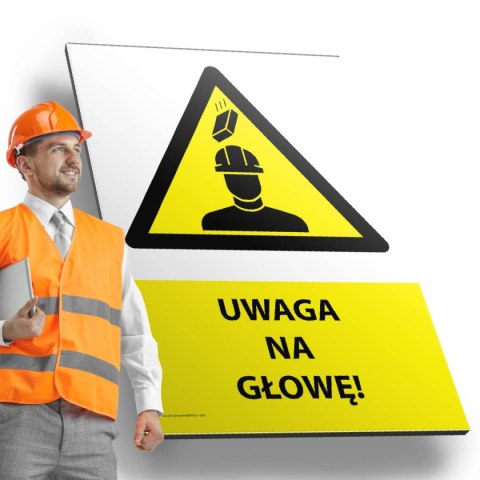 Tablica PVC 20x30cm UWAGA NA GŁOWĘ Tablica PVC 20x30cm UWAGA NA GŁOWĘ