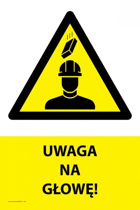 Tablica PVC 20x30cm UWAGA NA GŁOWĘ Tablica PVC 20x30cm UWAGA NA GŁOWĘ