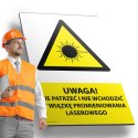 Tablica PVC 20x30cm UWAGA NIE PATRZEĆ I NIE WCHODZIĆ W WIĄZKĘ PROMIENIA LASEROWEGO