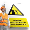 Tablica PVC 20x30cm UWAGA NIEBEZPIECZEŃSTWO UPADKU Z WYSOKOŚCI