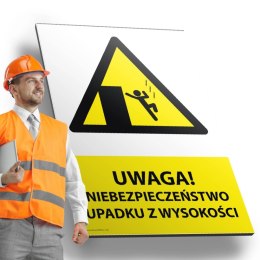 Tablica PVC 20x30cm UWAGA NIEBEZPIECZEŃSTWO UPADKU Z WYSOKOŚCI