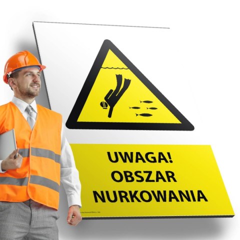 Tablica PVC 20x30cm UWAGA OBSZAR NURKOWANIA Tablica PVC 20x30cm UWAGA OBSZAR NURKOWANIA