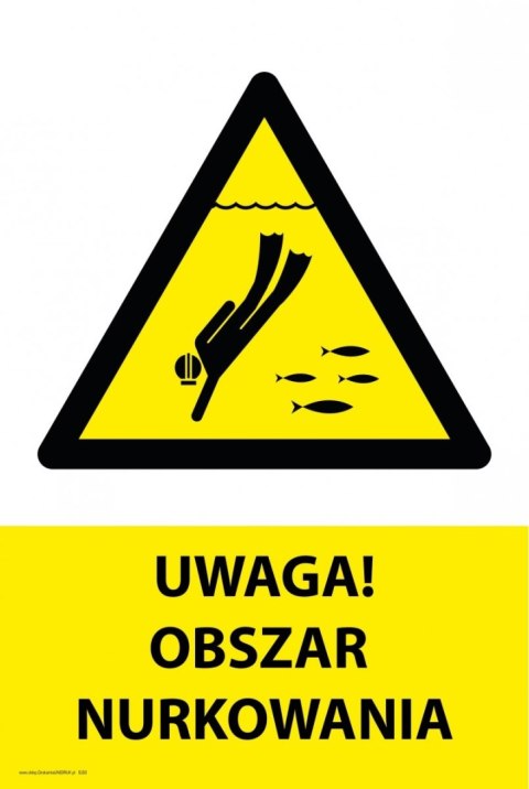 Tablica PVC 20x30cm UWAGA OBSZAR NURKOWANIA Tablica PVC 20x30cm UWAGA OBSZAR NURKOWANIA