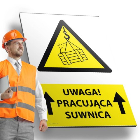 Tablica PVC 20x30cm UWAGA PRACUJĄCA SUWNICA Tablica PVC 20x30cm UWAGA PRACUJĄCA SUWNICA