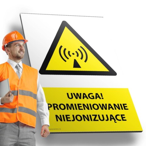 Tablica PVC 20x30cm UWAGA PROMIENIOWANIE NIEJONIZUJĄCE Tablica PVC 20x30cm UWAGA PROMIENIOWANIE NIEJONIZUJĄCE