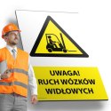 Tablica PVC 20x30cm UWAGA RUCH WÓZKÓW WIDŁOWYCH