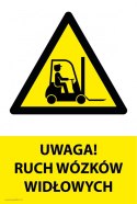 Tablica PVC 20x30cm UWAGA RUCH WÓZKÓW WIDŁOWYCH
