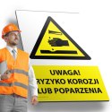 Tablica PVC 20x30cm UWAGA RYZYKO KOROZJI LUB POPARZENIA