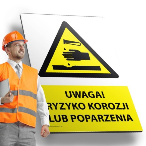 Tablica PVC 20x30cm UWAGA RYZYKO KOROZJI LUB POPARZENIA Tablica PVC 20x30cm UWAGA RYZYKO KOROZJI LUB POPARZENIA