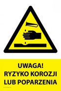 Tablica PVC 20x30cm UWAGA RYZYKO KOROZJI LUB POPARZENIA