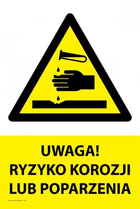 Tablica PVC 20x30cm UWAGA RYZYKO KOROZJI LUB POPARZENIA Tablica PVC 20x30cm UWAGA RYZYKO KOROZJI LUB POPARZENIA