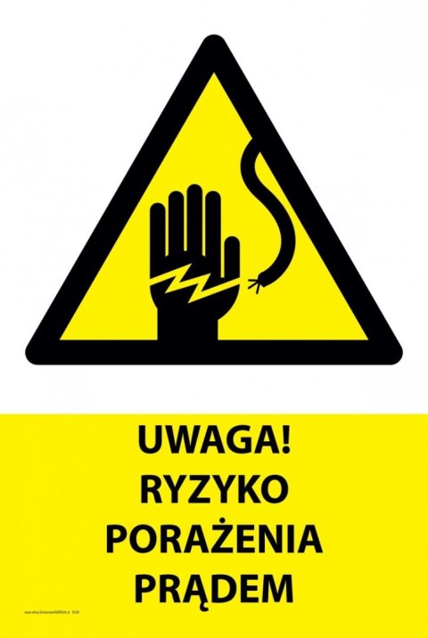 Tablica PVC 20x30cm UWAGA RYZYKO PORAŻENIA PRĄDEM Tablica PVC 20x30cm UWAGA RYZYKO PORAŻENIA PRĄDEM