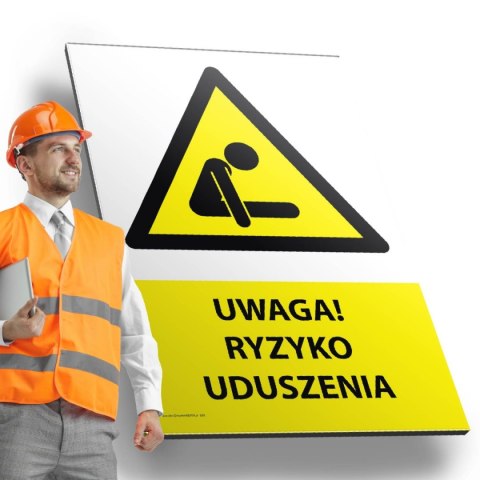 Tablica PVC 20x30cm UWAGA RYZYKO UDUSZENIA Tablica PVC 20x30cm UWAGA RYZYKO UDUSZENIA