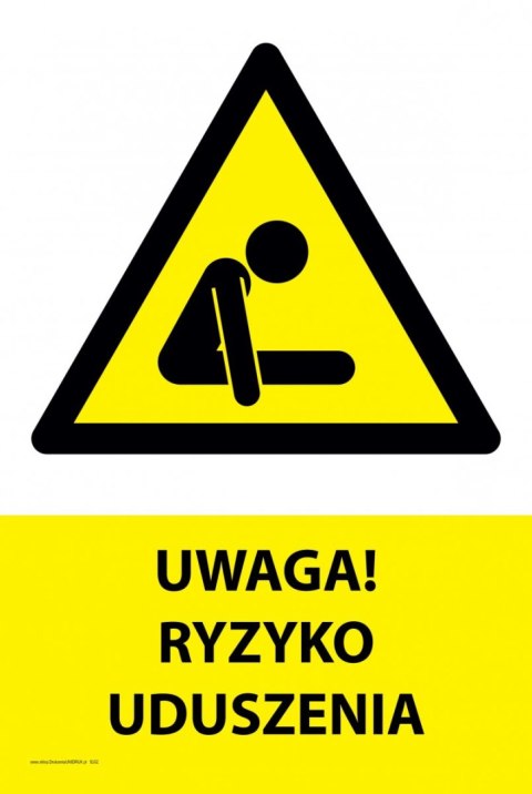 Tablica PVC 20x30cm UWAGA RYZYKO UDUSZENIA Tablica PVC 20x30cm UWAGA RYZYKO UDUSZENIA
