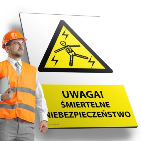 Tablica PVC 20x30cm UWAGA ŚMIERTELNE NIEBEZPIECZEŃSTWO Tablica PVC 20x30cm UWAGA ŚMIERTELNE NIEBEZPIECZEŃSTWO