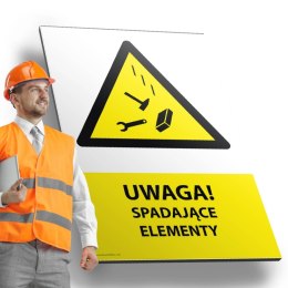 Tablica PVC 20x30cm UWAGA SPADAJĄCE ELEMENTY