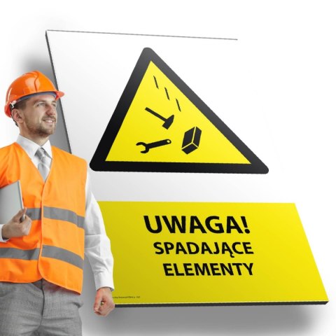 Tablica PVC 20x30cm UWAGA SPADAJĄCE ELEMENTY Tablica PVC 20x30cm UWAGA SPADAJĄCE ELEMENTY