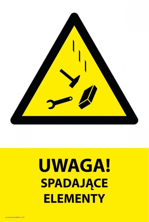 Tablica PVC 20x30cm UWAGA SPADAJĄCE ELEMENTY Tablica PVC 20x30cm UWAGA SPADAJĄCE ELEMENTY