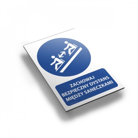 Tablica PVC 20x30cm ZACHOWAJ BEZPIECZNY DYSTANS MIĘDZY SANECZKAMI Tablica PVC 20x30cm ZACHOWAJ BEZPIECZNY DYSTANS MIĘDZY SANECZKAMI