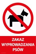 Tablica PVC 20x30cm ZAKAZ WYPROWADZANIA PSÓW