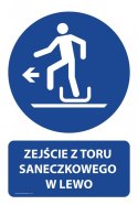 Tablica PVC 20x30cm ZEJŚCIE Z TORU SANECZKOWEGO W LEWO