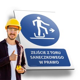 Tablica PVC 20x30cm ZEJŚCIE Z TORU SANECZKOWEGO W PRAWO