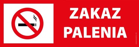 Tablica PVC 30x10 cm - ZAKAZ PALENIA Tablica PVC 30x10 cm - ZAKAZ PALENIA