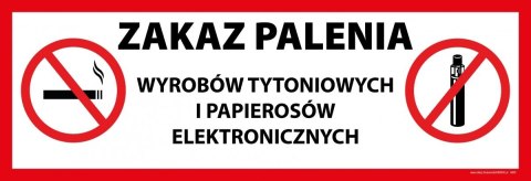 Tablica PVC 30x10 cm - ZAKAZ PALENIA Tablica PVC 30x10 cm - ZAKAZ PALENIA