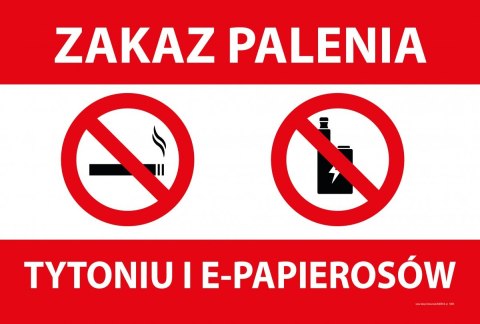 Tablica PVC 32x21,5 cm - ZAKAZ PALENIA Tablica PVC 32x21,5 cm - ZAKAZ PALENIA