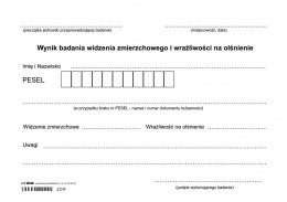Wynik badania widzenia zmierzchowego A-5 - druk