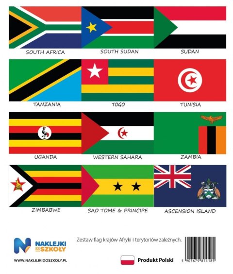 Zestaw flag Afryki 50x70 mm Zestaw flag Afryki 50x70 mm