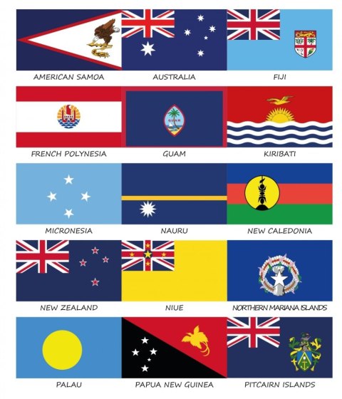 Zestaw flag Australii i Oceanii 50x70 mm Zestaw flag Australii i Oceanii 50x70 mm